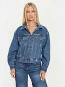 Kurtki damskie - Guess Jeans Kurtka jeansowa W4YN56 D5CC3 Granatowy Oversize - miniaturka - grafika 1