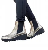 Botki damskie - FLY LONDON BOTKI DAMSKIE ZŁOTO CZARNE SKÓRA 39 S7G - Fly London - miniaturka - grafika 1