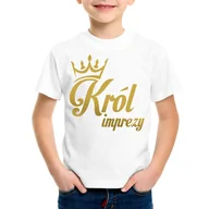 Koszulki dla chłopców - Król imprezy - złoty nadruk - koszulka dziecięca - miniaturka - grafika 1