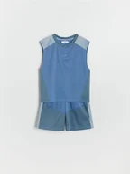 Spodnie i spodenki dla chłopców - Reserved - Sportowy komplet z nadrukiem - niebieski - miniaturka - grafika 1