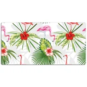 Podkładki na biurko - Mata ochronna na biurko Tropikalne flamingi i kwiaty 120x60 cm - miniaturka - grafika 1