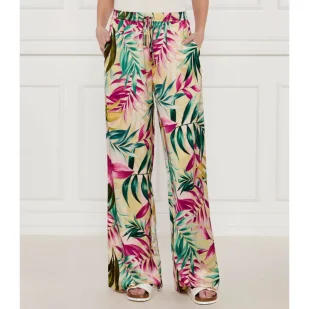 GUESS Satynowe spodnie INES flare fit - Spodnie damskie - miniaturka - grafika 1