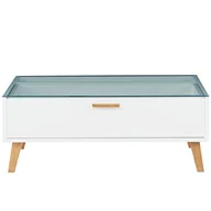 Ławy i stoliki kawowe - Stolik kawowy Frisk 90 cm z przeszklonym blatem, biały - miniaturka - grafika 1