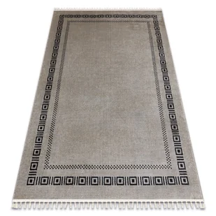 Dywan AMOUR 53098A beż / czarny - Ramka, grecki nowoczesny, elegancki beżowy 78x150 cm - Dywany - miniaturka - grafika 1