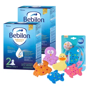 Zestaw Bebilon Advance Pronutra 2, mleko następne, powyżej 6 miesiąca, 2 x 1000 g + Canpol Babies, zestaw zabawek do kąpieli z przyssawkami, od urodzenia, 5 sztuk gratis - Mleko modyfikowane - miniaturka - grafika 1