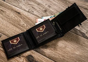 Lumarko Zestaw Prezentowy: Czarny Skórzany Portfel Męski I Etui Na Karty ! - Portfele - miniaturka - grafika 5