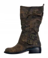 Kozaki damskie - Brązowe kozaki na słupku TwoLips 36 - miniaturka - grafika 1