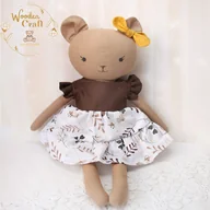 Maskotki i pluszaki - Miś Zoya przytulanka w brązowej sukieneczce z falbankami GOTOWY - miniaturka - grafika 1