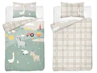 Pościel dla dzieci - Pościel bambusowa dziecięca 90x120 farma i beżowa kratka Baby Bamboo - miniaturka - grafika 1