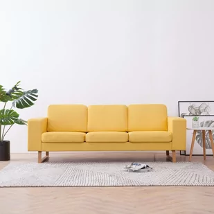 vidaXL vidaXL Sofa 3-osobowa, tapicerowana tkaniną, żółta - Sofy i kanapy - miniaturka - grafika 1
