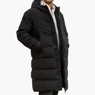 Kurtki męskie - Kurtka Męska Płaszcz Ocieplany Puchowy Długi Czarny S Czarny - miniaturka - grafika 1