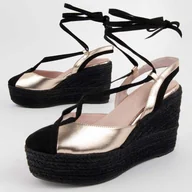 Espadryle damskie - Montevita Wedge Sparto Balenci6 Gold - miniaturka - grafika 1