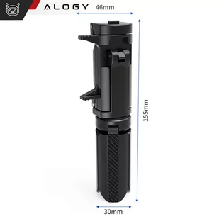 Uchwyt mini statyw na telefon aparat stojak podstawka regulowany obrotowy 360 Tripod selfie do zdjęć Alogy Czarny - Selfie stick - miniaturka - grafika 3
