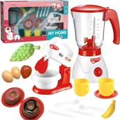 Zabawy w naśladowanie dorosłych - DUŻY ZESTAW BLENDER I MIKSER Z AKCESORIAMI OWOCE TALERZYKI ZESTAW KUCHENNY - miniaturka - grafika 1