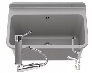 Zlew Gospodarczy Szary Garaż Pralnia Bateria Wyc - Zlewy i komory gospodarcze Zlew Gospodarczy Szary Garaż Pralnia Bateria Wyc - Zlewy i komory gospodarcze - miniaturka - grafika 1