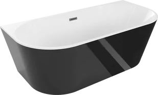 Mexen Oval wanna wolnostojąca przyścienna 170 x 80 cm, biała/czarna, przelew gun gray szczotkowany - 52671708075-66 - Wanny - miniaturka - grafika 1