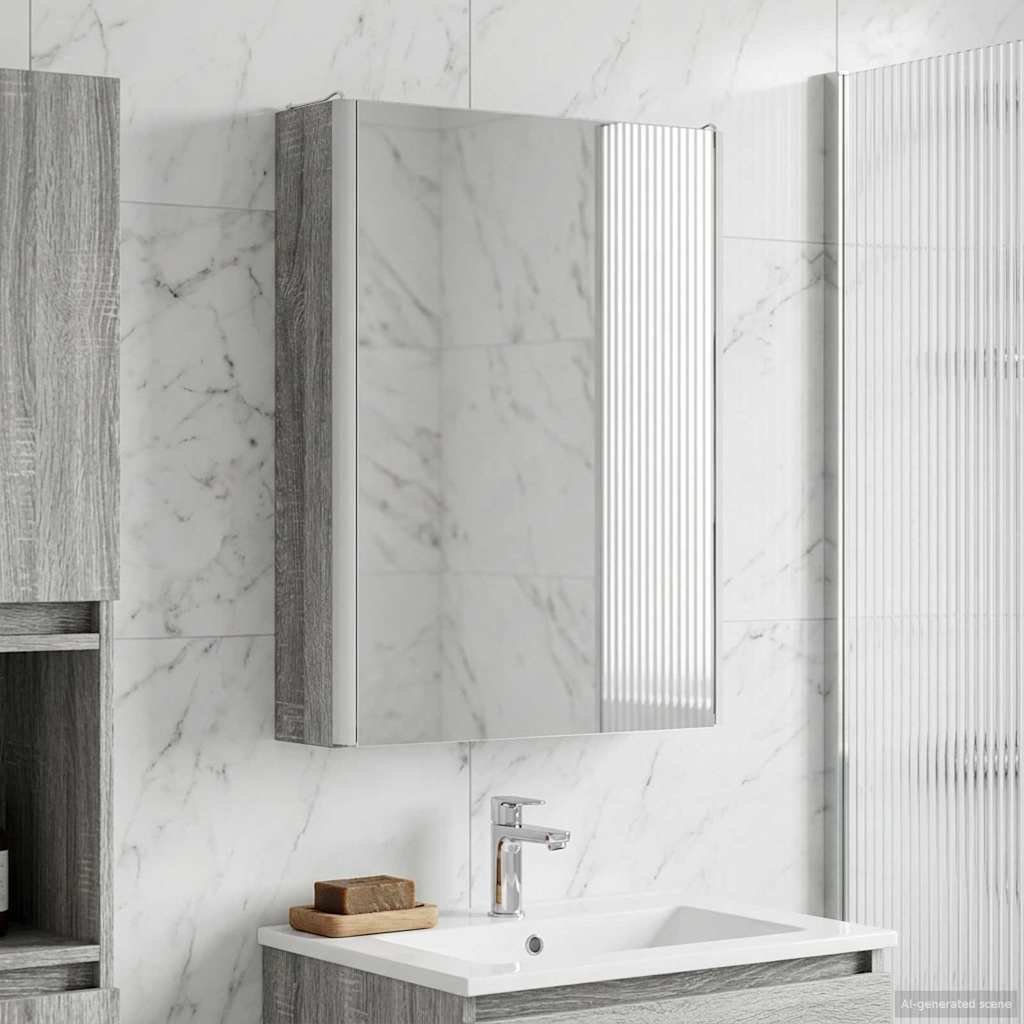 vidaXL vidaXL Szafka z lustrem do łazienki Szary Sonoma 43 x 11,5 x 60,5 cm