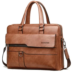 Torba Brązowa na laptopa ekoSKÓRA klasyczna męska aktówka 15,6 - Teczki i aktówki - miniaturka - grafika 1