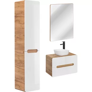Zestaw Mebli do Łazienki Set 3 Universal Aruba Comad Biały, Dąb Craft Złoty - Meble łazienkowe - miniaturka - grafika 1