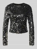 Bluzki damskie - Bluzka o kroju slim fit z długim rękawem i cekinowym obszyciem model ‘CATINA’ - miniaturka - grafika 1