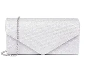 Torebki damskie - Srebrna wieczorowa torebka damska elegancka na ramię błyszcząca - miniaturka - grafika 1
