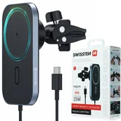 Ładowarki samochodowe - SWISSTEN Uchwyt do kratki nawiewu z ładowarką bezprzewodową MagSafe 15W - miniaturka - grafika 1