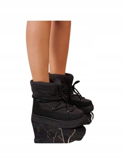 SHEIN DAMSKIE BUTY CZARNE ŚNIEGOWCE NA ZIMĘ OCIEPLANE EUR38 1ŁYA