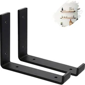 Zawiasy, okucia i inne akcesoria - Zestaw 2 wsporników ściennych do rusztowań o grubości 5 mm - czarne wsporniki przemysłowe do półek z pasującymi śrubami (20 cm) - miniaturka - grafika 1