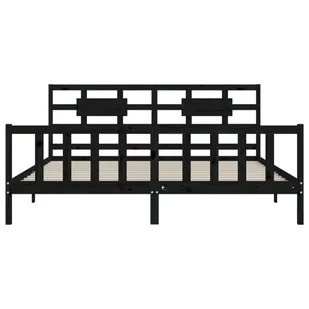 Rama łóżka z wezgłowiem, czarna, 200x200 cm, lite drewno Lumarko! - Łóżka - miniaturka - grafika 7