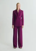 Spodnie damskie - MANGO - Spodnie garniturowe o prostym kroju z mieszanki lnu fuksja - 34 - Kobieta - miniaturka - grafika 1