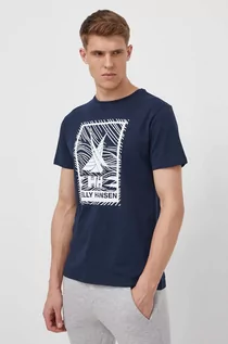 Koszulki męskie - Helly Hansen t-shirt bawełniany męski kolor granatowy z nadrukiem - grafika 1