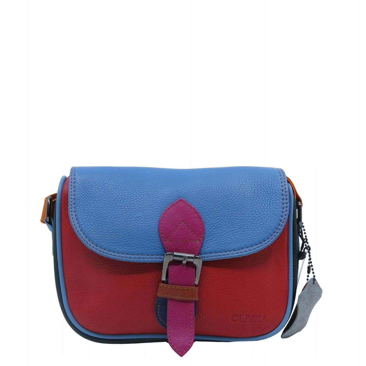 Listonoszka torebka damska skóra naturalna kolorowa oryginalna OLIVKA