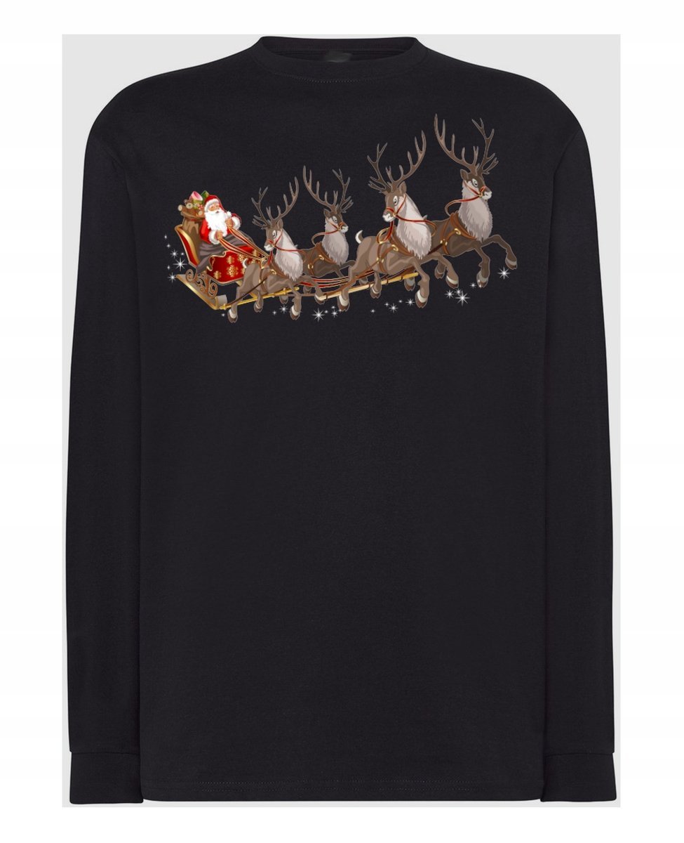 Longsleeve męski nadruk Mikołaj i Renifery R.3XL