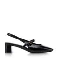 Półbuty męskie - Damskie czółenka Mary Jane na niskim słupku czarne - miniaturka - grafika 1