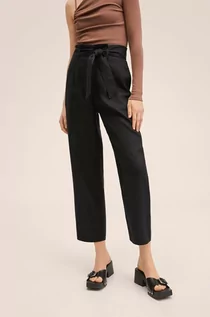 Spodnie damskie - Mango spodnie Ampabelt damskie kolor czarny proste high waist - grafika 1