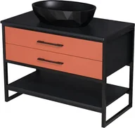 Szafki łazienkowe - Szafka stojąca z czarną umywalką kolor ceglasty loft 100 cm seria New York - miniaturka - grafika 1
