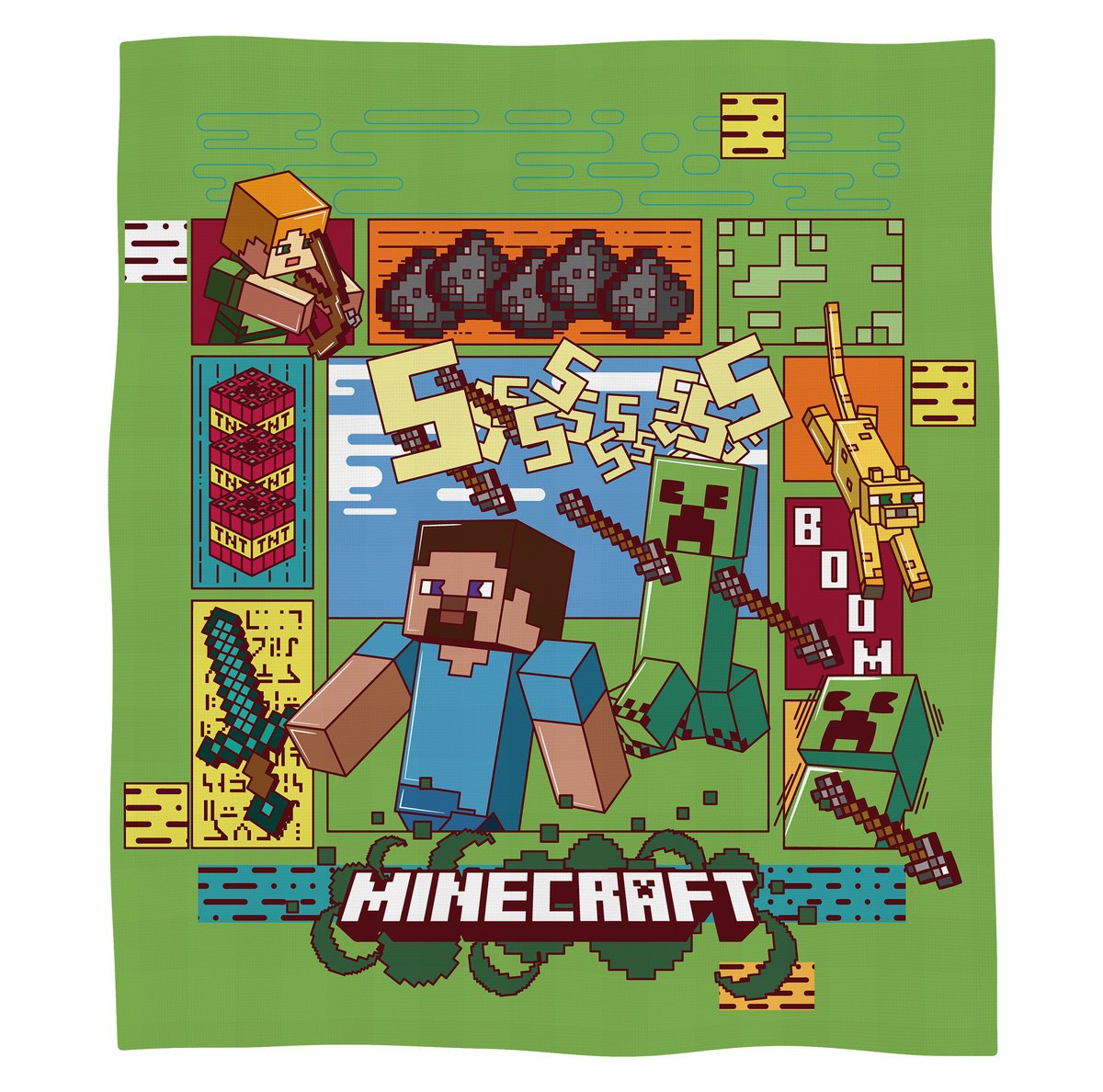 Kocyk dziecięcy Minecraft 130 x 170 cm Halantex stev creeper gra TNT koc