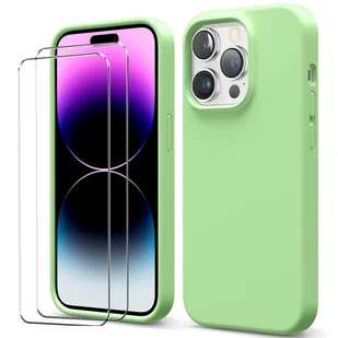 zestaw ochronny 2 w 1 dla Apple iPhone 12 Pro Max składa się z 2x szklanej osłony ekranu 9H i 1x silikonowego etui - osłona w kolorze zielonym - Etui i futerały do telefonów - miniaturka - grafika 1