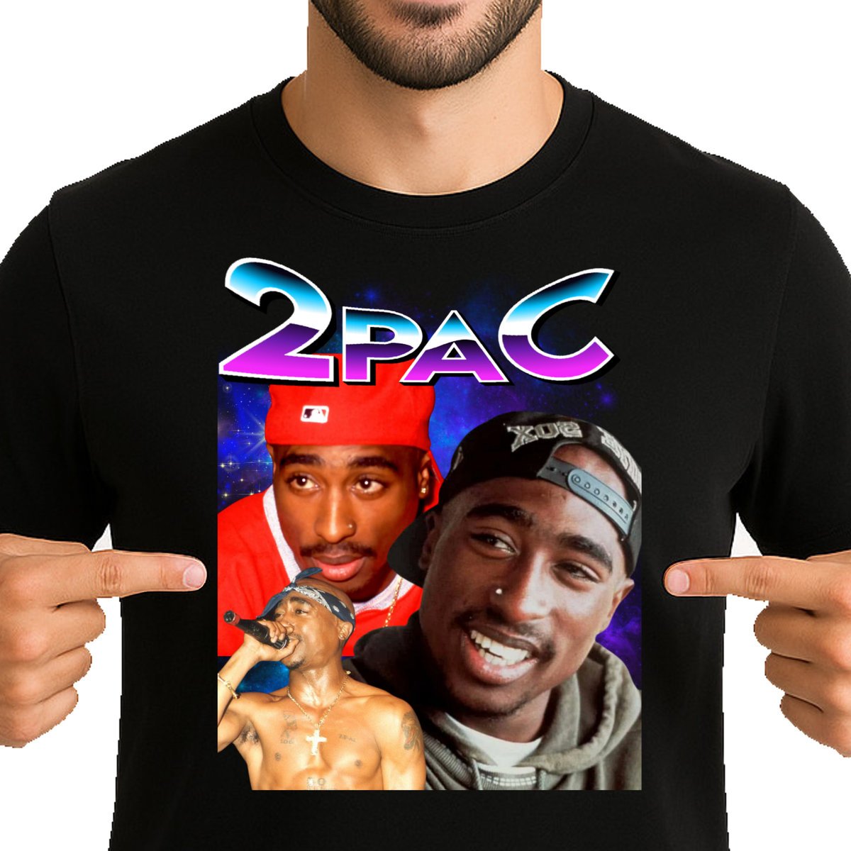 KOSZULKA 2PAC LEGENDARNY TUPAC SHAKUR RAP bootleg HIP HOP XXL 3485 CZARNA
