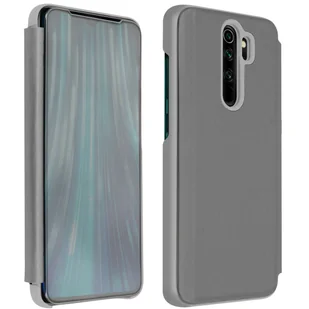 Etui z klapką, lustrzane etui do Xiaomi Redmi Note 8 Pro, stojące etui – srebrne - Etui i futerały do telefonów - miniaturka - grafika 1