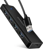 Huby USB - HUB USB Axagon HUE-C1A 4-portowy hub USB 5Gbps Travel, USB-C power IN, kabel Type-A 19cm, USB-C dodatkowe zasilanie - miniaturka - grafika 1