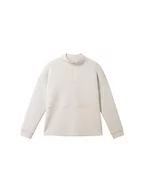 Bluzy damskie - TOM TAILOR Damska bluza Troyer, 16339-Clouds Grey, S - miniaturka - grafika 1