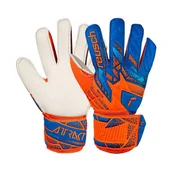 Piłka nożna - Rękawice bramkarskie dziecięce Reusch Attrakt Solid Junior pomarańczowo-niebieskie 5572515-2290, rozmiar 7 - miniaturka - grafika 1