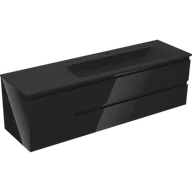 Szafki łazienkowe - Mexen Orio szafka łazienkowa 160 cm z umywalką Vela prawą, 2S, 1D, czarna połysk/czarna mat - 91A13-16047-3-BBFFF70-W23P71 - miniaturka - grafika 1