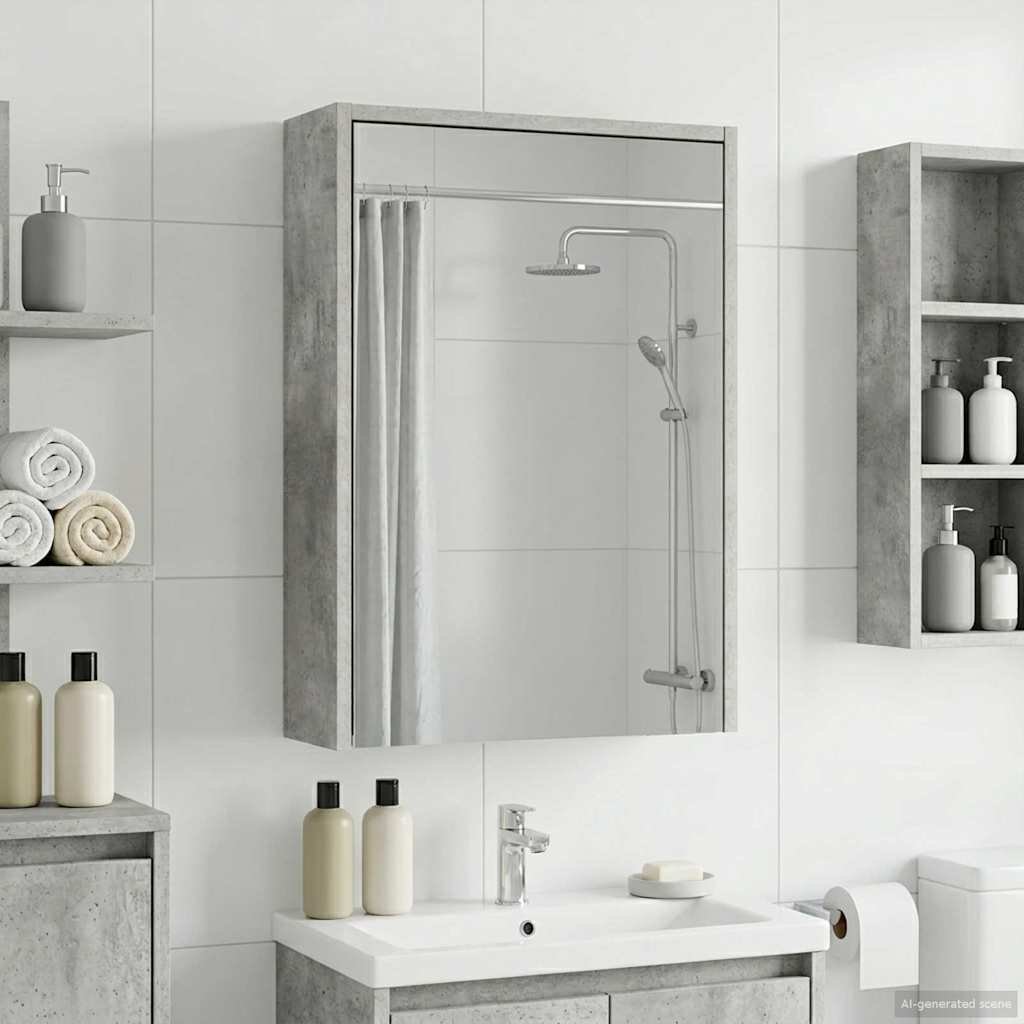 vidaXL vidaXL Szafka z lustrem do łazienki Betonowy szary 43 x 16 x 62.5 cm