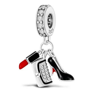 Zawieszka SREBRO 925 Charms koralik do PANDORA Kobiece Atrybuty Szminka Torebka But Szpilka - Wisiorki - miniaturka - grafika 1