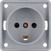 Gniazdka elektryczne - Berker Integro Flow Berker Gniazdo z uziemieniem "Dania" z podwyższoną ochroną styków, szary, mat - miniaturka - grafika 1