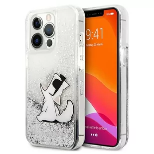 Karl Lagerfeld Liquid Glitter Choupette Fun - Etui iPhone 13 Pro Max (srebrny) KLHCP13XGCFS - Etui i futerały do telefonów - miniaturka - grafika 1