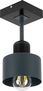 Antracytowo-czarna lampa sufitowa, jednopunktowy spot DAN10x10SC z drewna i metalu E27 - Lampy sufitowe - miniaturka - grafika 1