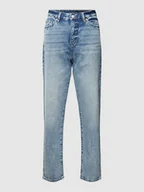 Spodnie damskie - Jeansy o kroju boyfriend fit z 5 kieszeniami - miniaturka - grafika 1